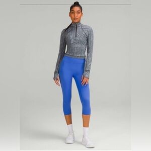 Lululemon Its Rulu Run Cropped Half Zip Size 12 Long Sleeve Shirt Grey